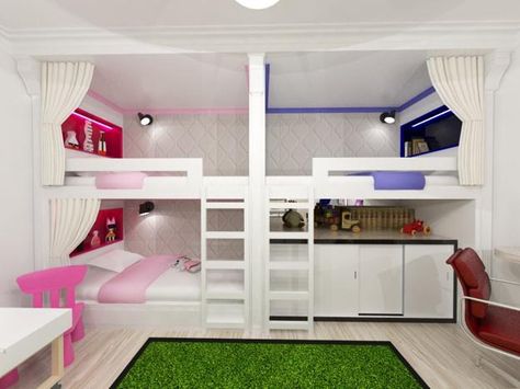 bunk beds and storage furniture for modern kids rooms Modern Bunk Beds For Girls Room, Creative Room Design, Space Saving Bunk Bed, Modern Kids Room Design, Bunk Beds For Boys Room, Adult Bunk Beds, Triple Bunk Beds, Modern Kids Bedroom, Bunk Beds With Stairs