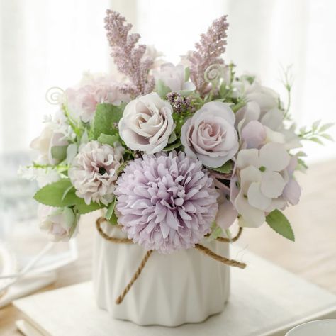 PRICES MAY VARY. 【Stylish and Petite】Measuring at approximately 5.5’’(H) x 3.4’’(D) /14cm(H) x 8.5cm(D), these artificial flowers are perfect for desk decoration, adding a touch of elegance to any room. 【Wide Application】These gorgeous centerpiece flowers can be used for table decorations, desk decoration, party/wedding decoration, or as a decorative piece in the home, garden, kitchen and office. 【Premium Quality Materials】Made of high-quality plastic for lifelike flowers and leaves. The silk pe Wedding Table Decorations Centerpieces, Fake Hydrangeas, Gorgeous Centerpieces, Bridal Bouquet Flowers, Purple Bouquet, Faux Floral Arrangement, Flower Vase Arrangements, Artificial Peonies, Flowers Purple