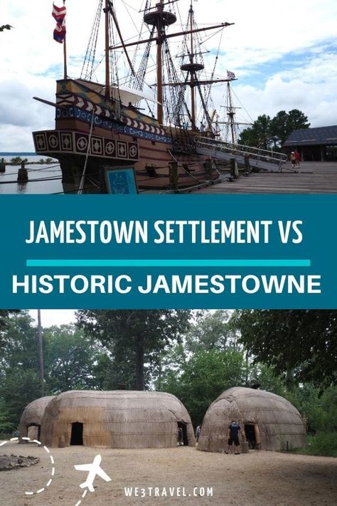 If you are visiting Colonial Williamsburg, take some time to also visit nearby Jamestown. The question is, should you do the Jamestown Settlement or Historic Jamestowne...or both? This breaks down things to do at each and helps you decide. #jamestown #williamsburg #virginia Things To Do In Jamestown Virginia, Jamestown Va, Williamsburg Vacation, Jamestown Colony, Jamestown Settlement, Jamestown Virginia, Washington Dc Vacation, Colonial Williamsburg Virginia, Williamsburg Christmas