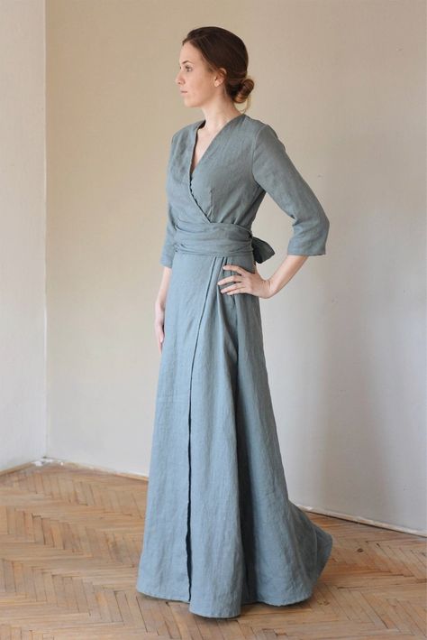 Linen Dress Pattern, Linen Wrap Dress, Burgundy Maxi Dress, Long Linen Dress, Maxi Dress Wedding, Maxi Dress Navy, Dress With Tie, Linen Skirt, Maxi Dress Green