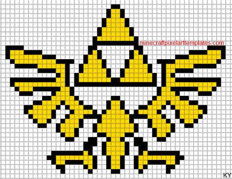 Minecraft Pixel Art Templates: Triforce Emblem (Zelda) Zelda Pixel Art, Minecraft Pixel Art Templates, Grille Pixel Art, Image Pixel Art, Pixel Art Minecraft, Modele Pixel Art, Nerd Crafts, Kawaii Disney, Perler Art