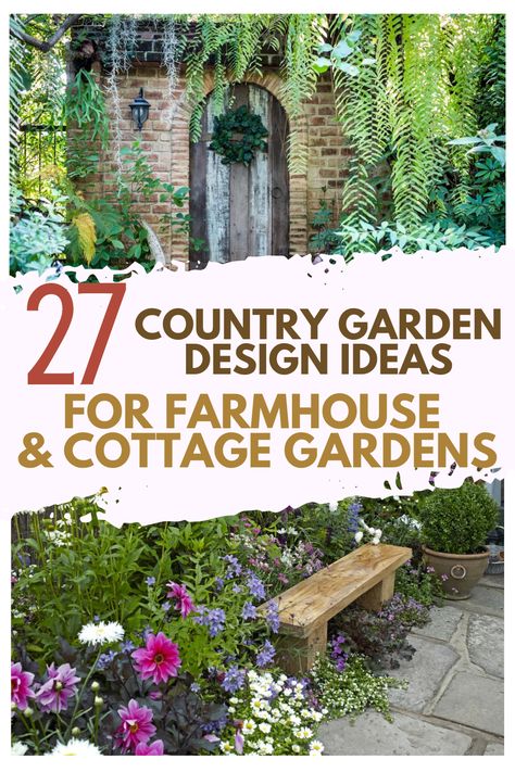 Farmhouse Front Yard Landscaping Ideas, Country Garden Ideas, Country Backyards, Landscape Ideas Front Yard Curb Appeal, Country Garden Flowers, Country Garden Design, Country Garden Decor, Hardscape Design, Eco Friendly Garden