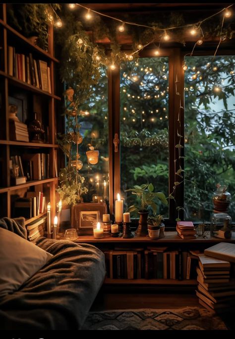 Comfy Bookstore, Gothic Reading Corner, Dream Library Cozy Reading Room, Library Cottage, Bedroom Decor For Couples Romantic, Cozy Reading Room, Ideas Terraza, Cozy Home Library, Cozy Library