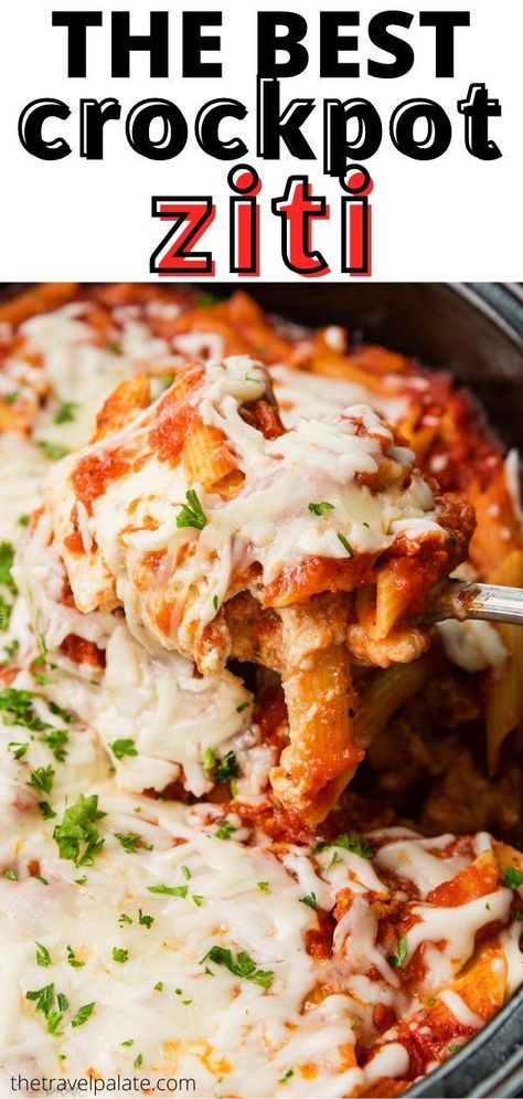 Baked Ziti Crockpot, Slow Cooker Ziti, Crock Pot Ziti, Meatless Baked Ziti, Red Pasta Sauce, Slow Cooker Baked Ziti, Baked Ziti With Ricotta, Slow Cooker Pasta Recipes, Red Pasta