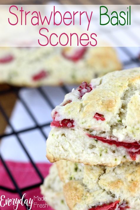 Basil Scones, Basil Strawberry, Strawberry Scones, Scone Recipes, Vegan Scones, Chicory Recipe, Strawberry Basil, Savory Scones, Pumpkin Scones