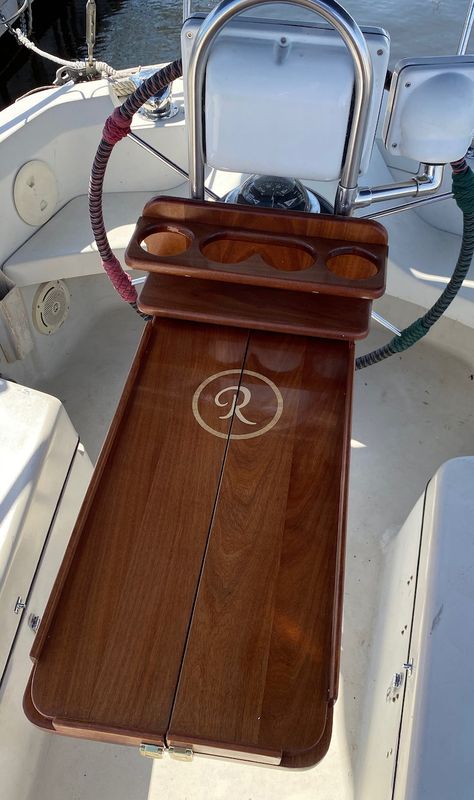 Deck Organization, Boat Snacks, Boat Table, Sport Boats, Boat Building, Custom Table, Boating, Outdoor Table, Binoculars