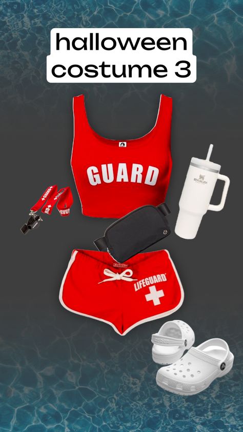 #lifeguard #halloween #costume Life Guard Costume Girl, Life Guard Halloween Costumes, Lifeguard Halloween, Black Hair Halloween Costumes, Lifeguard Costume, Preppy Halloween, Girl Group Costumes, Life Guard, Frat Parties