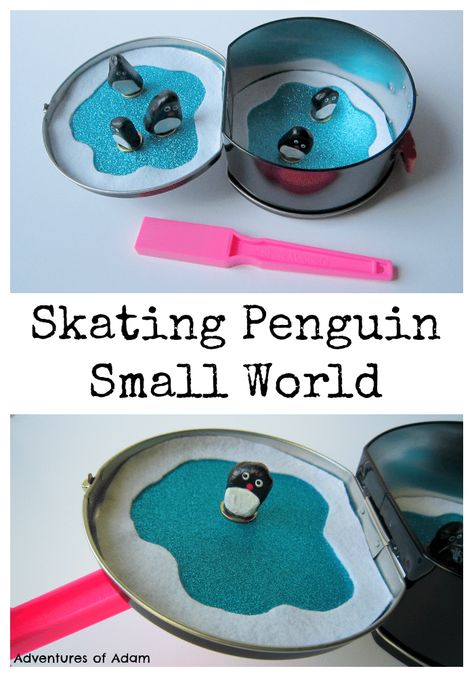 Skating Penguin Small World Ice Skating Craft, Penguin Activities, Penguin Crafts, Polar Animals, Busy Boxes, Winter Preschool, Homemade Toys, Small World Play, Busy Bags