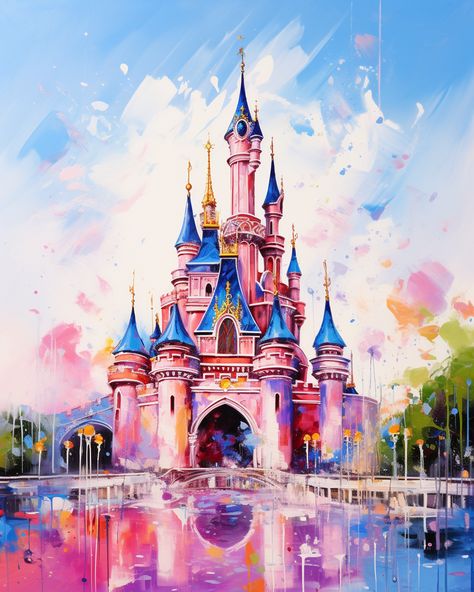 Dreamy Disneyland Wallpaper - Disney Artwork Disney Landscape Art, Princess Castle Painting, Disney Landscape Backgrounds, Disney Castle Painting, Disneyland Painting, Disneyland Artwork, Disney Castle Art, Château Disney, Disneyland Wallpaper