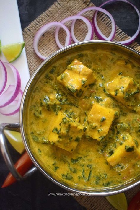 Methi Paneer, Malai Recipe, Peas Pulao, Paneer Curry Recipes, Methi Recipes, Butter Naan, Paneer Curry, Paneer Dishes, Golden Spoon