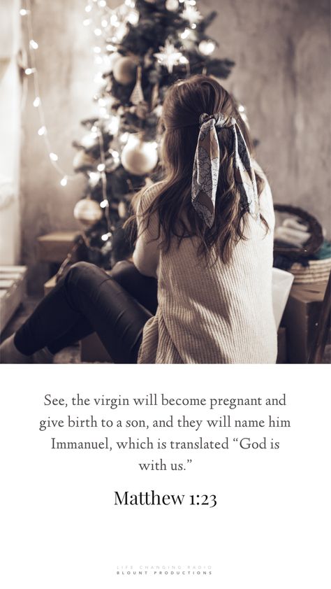 ― Matthew 1:23. Mon. Dec. 9, 2019.	 See, the virgin will become pregnant and give birth to a son, and they will name him Immanuel, which is translated “God is with us.” #verseoftheday #truth #equality #humility #salvation #bible #peace #repentance #love #faith Matthew 1 23, God Is With Us, Matthew 1, Couples Christmas, Desktop Wallpaper Art, Give Birth, Instagram Inspiration Posts, Wallpaper Art, Christmas Couple