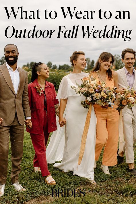 Rustic Outfits For Women Wedding, Woods Wedding Guest Outfit, Camping Wedding Outfit Guest, Wedding Garden Party Outfit, Outdoor Fall Wedding Guest Dress, Semi Formal Outdoor Wedding Guest Attire, Forest Wedding Guest Outfit, Wide Leg Pants Outfit Wedding Guest, Winery Wedding Outfit Guest Fall