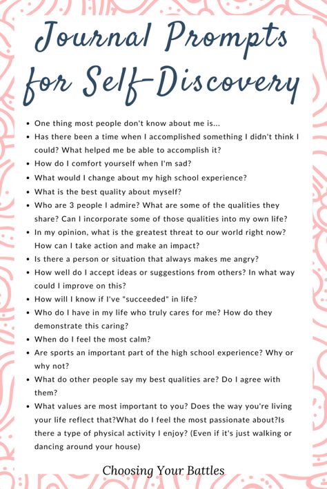 Journal Prompts For Teens, Self Discovery Journal Prompts, Self Discovery Journal, Journal Questions, Better Mental Health, Gratitude Journal Prompts, Daily Journal Prompts, Writing Therapy, Health Journal