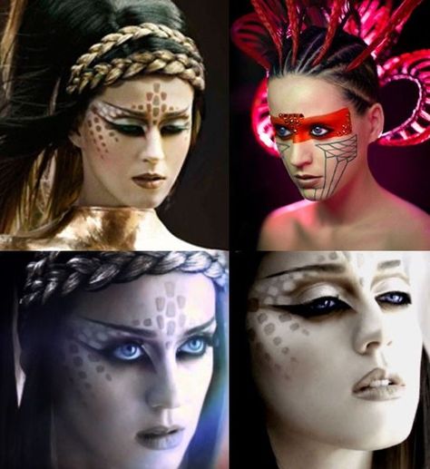 Makeup Artist Photoshoot Ideas, Photoshoot Ideas Halloween, Artist Photoshoot Ideas, Makeup Artist Photoshoot, Halloween Mannequin, Futuristic Music, Gold Face Paint, Katy Perry Makeup, Music Video Makeup