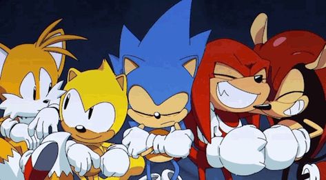 sonic mania gif Mighty and Ray with the sonic gang Sonamy Comic, Sonic & Knuckles, Sonic Mania, Nintendo Sega, Classic Sonic, Sonic Heroes, Sonic And Amy, Sonic Fan Characters, Sonic 3