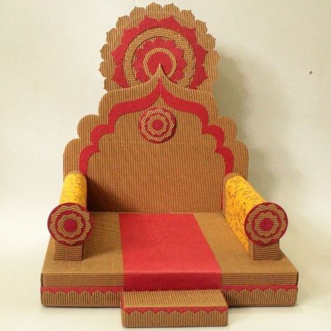 Diy Home Crafts Decoration, Decoration Ganpati, Eco Friendly Ganpati Decoration, Indian Inspired Decor, Mandir Decoration, Ganesh Chaturthi Decoration, Ganpati Decoration At Home, Janmashtami Decoration, Home Indian