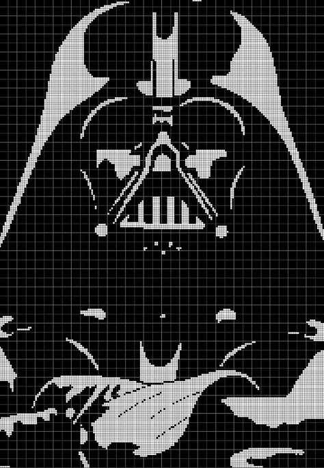 Pixel Darth Vader, Darth Vader Cross Stitch Pattern, Star Wars Tapestry Crochet, Darth Vader Pixel Art, Star Wars Alpha Pattern, Starwars Pixelart, Star Wars Cross Stitch Patterns, Darth Vader Cross Stitch, Star Wars Pixel Art