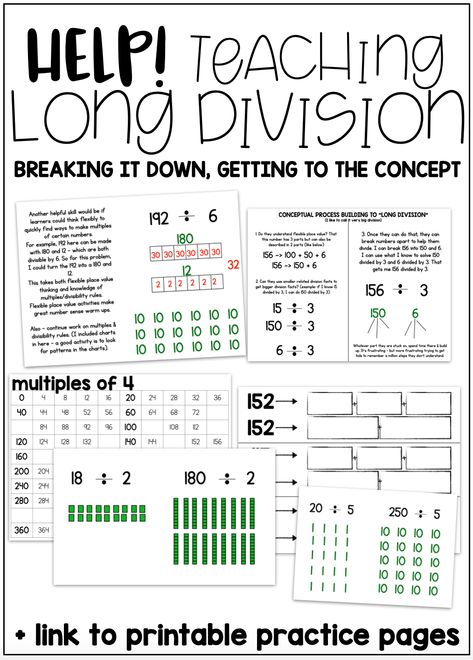 How To Teach Long Division, Long Division Strategies, Long Division Activities, 4th Grade Division, Teaching Long Division, Division Strategies, Early Numeracy, Long Division Worksheets, Division Activities