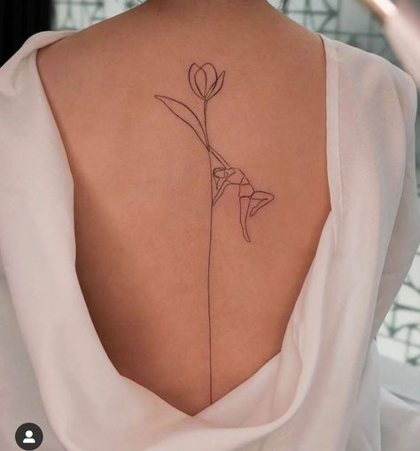 Dance Tattoo, Blue Tattoo, Spine Tattoos For Women, Line Art Tattoos, Spine Tattoo, Spine Tattoos, Elegant Tattoos, Friend Tattoos, Flower Tattoo Designs