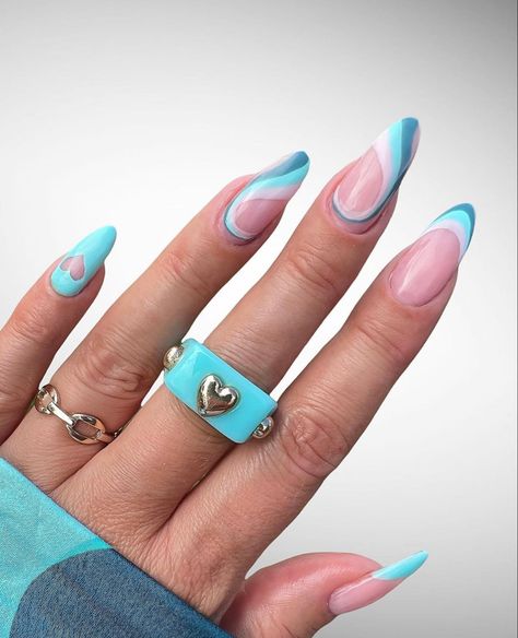 Turquoise Nail Polish, Turquoise Nail Designs, Teal Nail Designs, Cute Pink Nails, Teal Nails, Turquoise Nails, Blue Nail Art, Ombre Nail Designs, Nail Design Inspiration