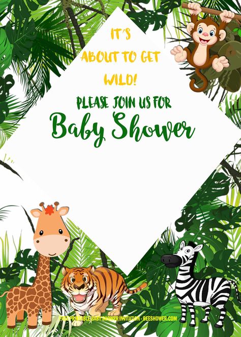 FREE Safari Baby Shower Invitation Templates Monkey Invitations, Jungle Theme Baby Shower, Baby Shower Gift List, Zoo Baby Shower, Safari Invitation, Red Baby Shower, Safari Invitations, Free Printable Baby Shower Invitations, Baby Shower Safari Theme