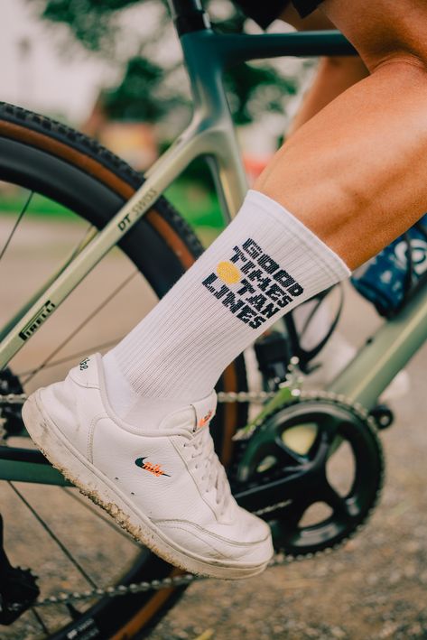 Off the bike socks:  Good Times Tan Lines 🌞  https://coiscycling.com/collections/socks/products/good-times-tan-lines-retro-crew-socks  #socksofinstagram #socksoftheday #sockgame #tanlines #cyclinglife #goodtimestanlines #coiscycling #cyclingbrand #flanders #roadcycling #gravel Socks Photoshoot, Socks Photography, Bike Socks, Socks Aesthetic, Cycling Photography, Cycling Socks, Cycling Cap, Sock Game, Cycling Fashion