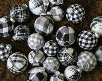 Buffalo plaid christmas | Etsy Black And White Plaid Christmas, Cabin Holiday, Buffalo Plaid Christmas Ornaments, Plaid Christmas Ornaments, Memory Shirt, Buffalo Plaid Christmas Decor, Luxury Christmas Tree, Black White Christmas, Buffalo Plaid Christmas Tree