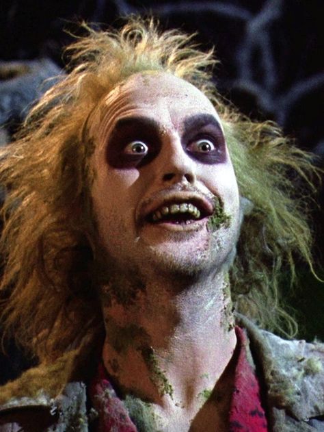 Love Beetlejuice! I was terrified of it when I was younger, though. Lol Happy Birthday Michael Keaton! Beetlejuice, Hair And Makeup, Halloween, Yellow, Makeup, Green, Hair, Make Up