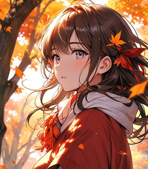 Thanksgiving Anime Pfp, Anime Thanksgiving, Thanksgiving Pfp, Fall Anime, Girl Uniform, Cyberpunk Anime, Preschool Art Activities, Fall Is Here, Anime Hair