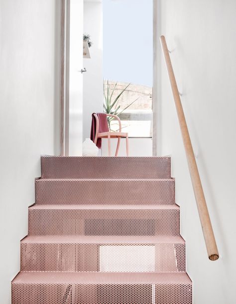 Stairs Steel, Martino Gamper, Metal Stairs, Foyer Decorating, Perforated Metal, Interior Stairs, Stairway To Heaven, The Design Files, Staircase Design