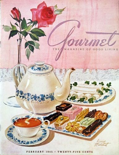 Vintage Food Illustration, Vintage Food Posters, Gourmet Magazine, Book And Magazine Design, Vintage Dessert, Vintage Food, Book And Magazine, Retro Recipes, Vintage Cookbooks