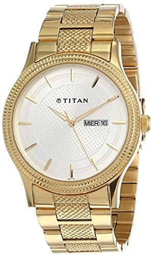 Titan Analog Silver Dial Men's Watch-NL1650YM05 Check more at https://productsoffer.in/titan-analog-silver-dial-mens-watch-nl1650ym05/ Gents Watches, Gold Watch Men, Watch Display, Go To Work, Power Dressing, Fossil Watches, Watch Movement, Stainless Steel Watch, Gold Band