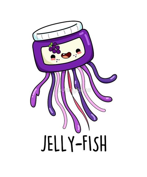 "Jelly-fish Food Pun" by punnybone | Redbubble Funny Food Puns, Visual Puns, Food Pun, Animal Puns, Cute Puns, Food Puns, Cute Food Drawings, Funny Doodles, Funny Drawings