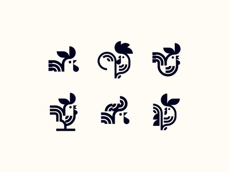 Roosters identity logotype illustration icon geometry geometric minimalism minimal chicken animal logo branding rooster Geometric Chicken, Minimalist Animal Logo, Chicken Branding, Animal Branding, Pollo Animal, Branding Icon, Chicken Icon, Chicken Animal, Animals Logo