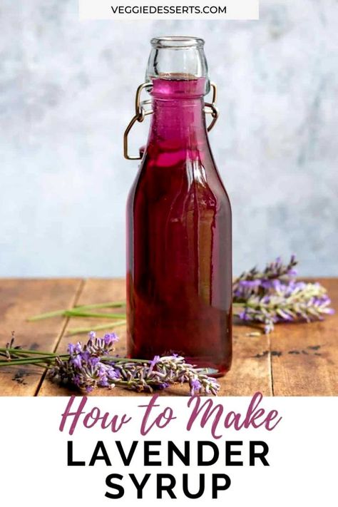 Lavender Syrup Recipe, Edible Lavender, Herb Ideas, Veggie Desserts, Homemade Extracts, Vegan Lemon Cake, Purple Food Coloring, Simple Syrups, Sweet Sauces