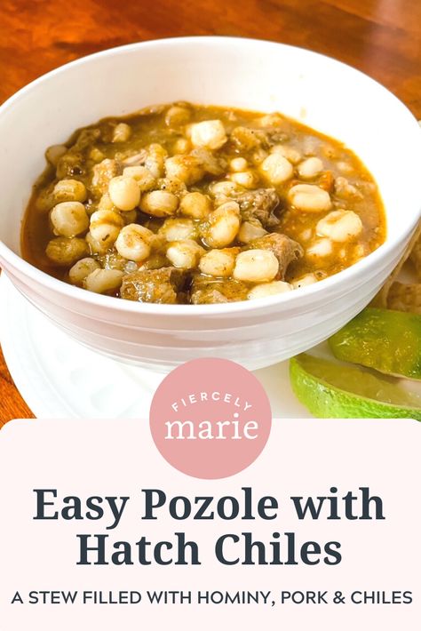 Easy Pozole, Latina Kitchen, Hatch Chilies, Hatch Chili Recipes, Chili Soup Recipe, Posole Recipe, Hatch Green Chili, Green Chili Pork, Pozole Recipe