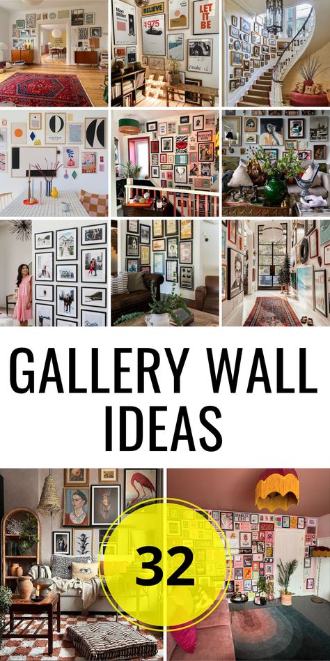 32 Gallery Wall Ideas 2024: Transform Your Space with Creative and Unique Layouts - placeideal.com Gallery Wall Around Doorway, Eclectic Living Room Gallery Wall, Eclectic Gallery Wall Living Room, Eclectic Picture Wall Ideas, Entryway Photo Wall Ideas, Family Gallery Wall Hallways, Creative Gallery Wall Ideas, Large Gallery Wall Living Rooms, Family Picture Gallery Wall