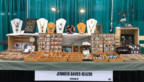 Beadfest ABC: artists, beads, camaraderie…, a post from the blog Art Jewelry Elements on Bloglovin’ Market Stall Display Ideas, Craft Stall Display, Jewelry Display Booth, Market Stall Display, Stall Display, Jewelry Booth, Craft Market Display, Craft Show Booth, Wood Jewelry Display