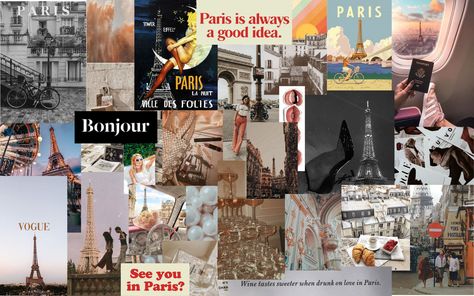 Paris Collage Wallpaper Desktop, Macbook Screensaver, Paris Aesthetic Wallpaper, Paris Mood Board, Chromebook Wallpaper, Aesthetic Collage Wallpaper, Surfer Room, Macbook Wallpapers, Old School Aesthetic