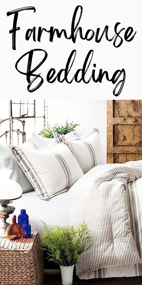 Modern Farmhouse Duvet Covers, Spring Comforter Sets, Farmhouse Striped Bedding, Queen Bed Comforter Set Room Ideas, Queen Comforter Sets Farmhouse, Modern Farmhouse Bedding Ideas, California King Comforter Sets, Comforter Sets Cozy, Farmhouse Comforter Sets