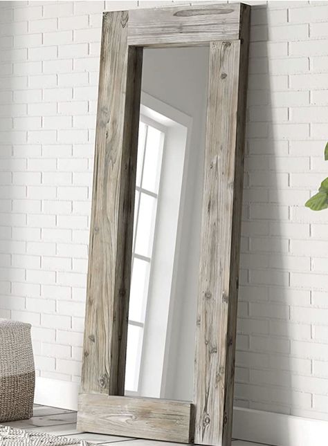 Farmhouse Full Length Mirror, Full Length Mirror Wood Frame, Natural Floor, Western Rooms, Full Length Mirrors, Full Length Floor Mirror, Leaner Mirror, Rustic Frames, Length Mirror