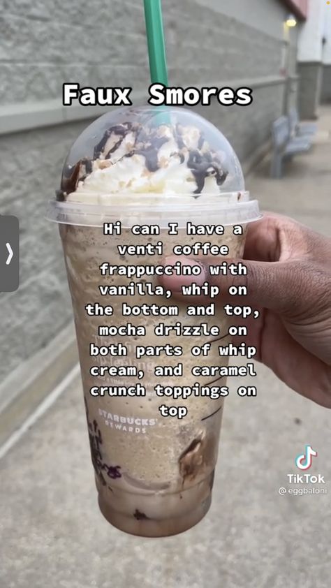 Choclate Starbucks Orders, S’mores Starbucks Drink, Smores Starbucks Drink, Custom Starbucks Drinks Frappe, Starbucks Recipes Chocolate, Morning Starbucks Drinks, Chocolate Starbucks Drinks, Starbucks Drink Recipes, Starbucks Copycat Recipes Drinks