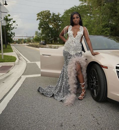 Gray Prom Suit, Prom Photoshoot With Car, Car Prom Pics, Car Prom Pictures, Prom Pics With Car Picture Ideas, Prom Photo Ideas Couple With Car, Prom Car, Ig Pictures, Prom Photography Poses