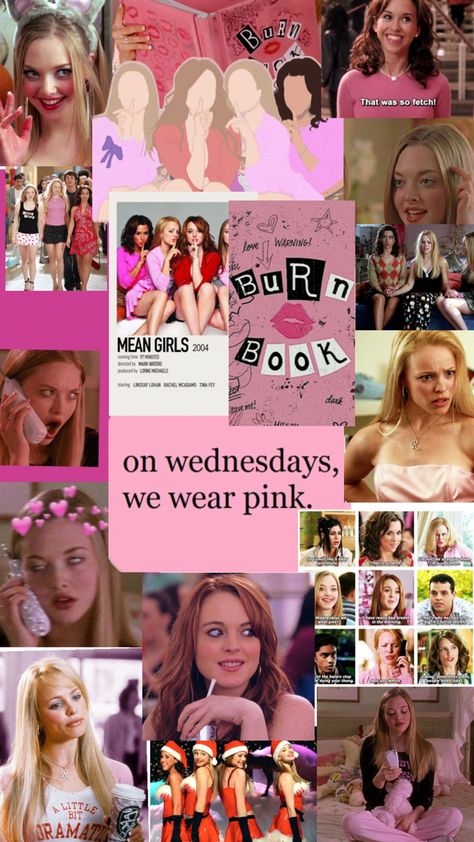 On Wednesdays we wear 👙🎀PINK🎀👙 Mean Girls Wallpaper, Pink On Wednesdays, On Wednesday We Wear Pink, Wednesdays We Wear Pink, Girls Wallpaper, Wallpaper Collage, Tina Fey, Rachel Mcadams, Michael Stars