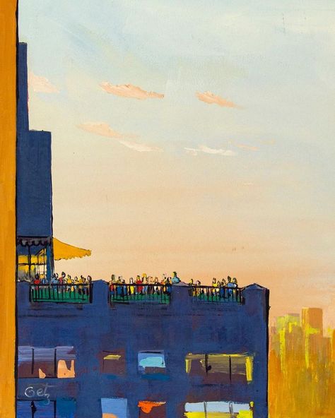 Bittycar on Instagram: “Rooftop Party (1970) by Arthur Getz #party #1970s #tempera #newyork” N C Wyeth, Howard Pyle, Giant Poster, Edward Gorey, Rooftop Party, Party Invite Design, Summer Illustration, Dorm Posters, Sunset City