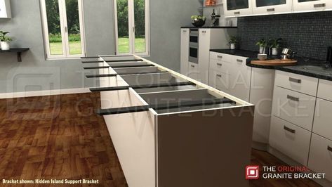 The Original Granite Bracket UK Kitchen Countertop Remodel, Island Table Combo, Kitchen Island Bar Height, Kitchen Island Table Combo, Kitchen Countertops Backsplash, Countertop Overhang, Hidden Countertop, Kitchen Countertop Design, Backsplash Paint