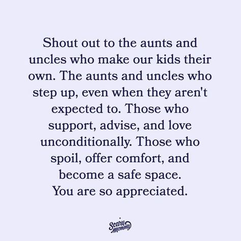 Scary Mommy on Instagram: "Happy National Aunt and Uncle's Day!" National Aunt And Uncle Day, Aunt And Uncle Day, Uncles Day, Uncle Quotes, Aunt Quotes, Scary Mommy, Safe Space, Our Kids, Shout Out