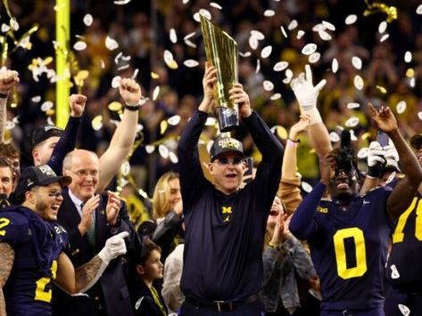 Jim Harbaugh, Michigan Players Visit Children's Hospital with Championship Trophy College Football Championship, Michigan Go Blue, Maize And Blue, University Of Michigan Wolverines, Wolverines Football, Michigan Wolverines Football, Michigan Sports, Michigan Football, Football Photos