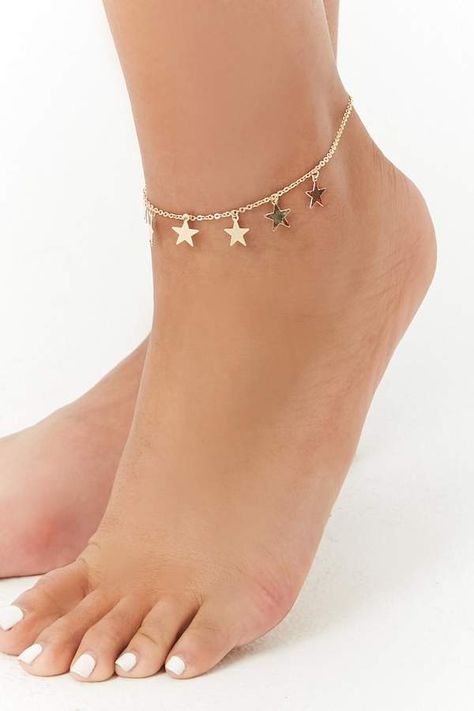 Forever 21 Star Charm Anklet Charm Bracelets For Girls, Star Anklet, Leather Anklets, Charm Anklet, Anklet Designs, Foot Bracelet, Ankle Jewelry, Anklets Boho, Beach Anklets