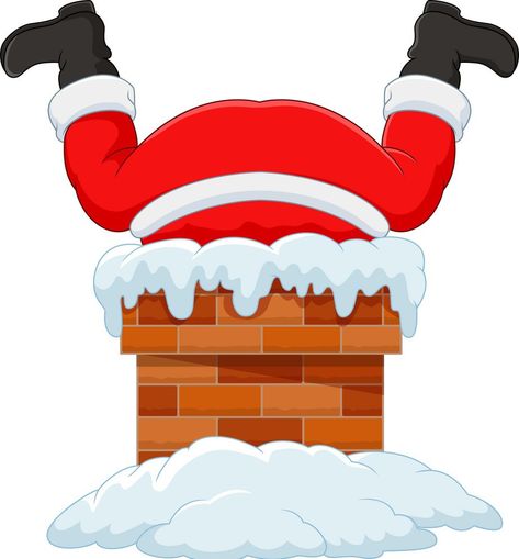 Santa Claus Stuck In Chimney, Santa Stuck In Chimney, Santa Chimney, Cartoon Santa Claus, Cartoon Santa, Funny Santa Claus, Christmas Window, Window Painting, Window Clings